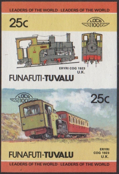 Funafuti 2nd Series 25c 1923 Eryri Cog locomotive Stamp Final Stage Color Proof