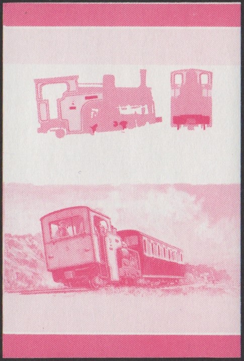 Funafuti 2nd Series 25c 1923 Eryri Cog Locomotive Stamp Red Stage Color Proof