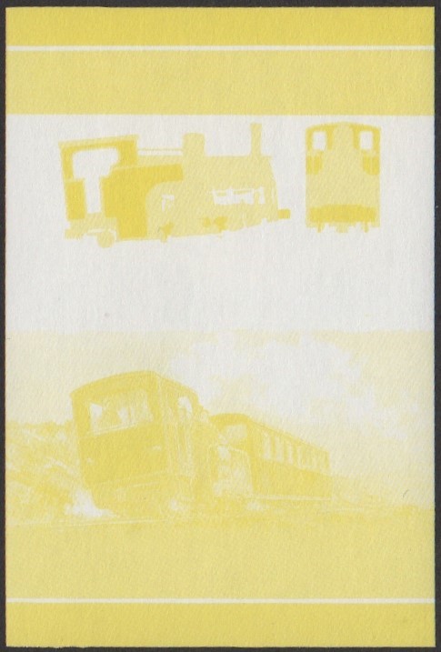 Funafuti 2nd Series 25c 1923 Eryri Cog Locomotive Stamp Yellow Stage Color Proof
