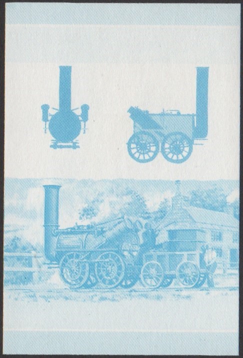 Funafuti 2nd Series 35c 1828 Lancashire Witch 0-4-0 Locomotive Stamp Blue Stage Color Proof