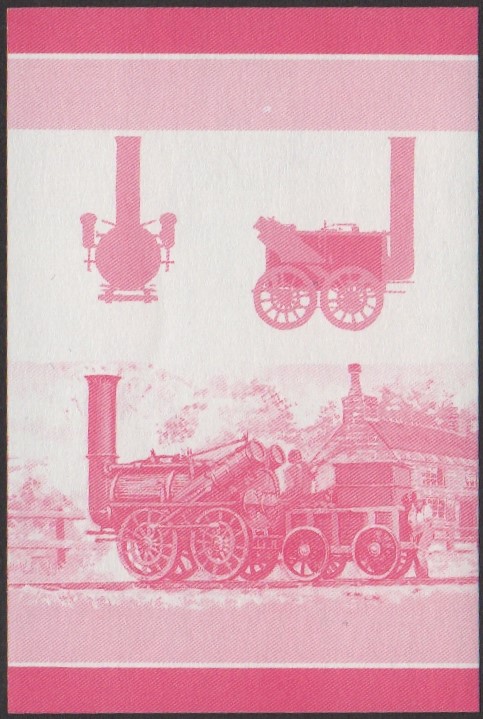 Funafuti 2nd Series 35c 1828 Lancashire Witch 0-4-0 Locomotive Stamp Red Stage Color Proof
