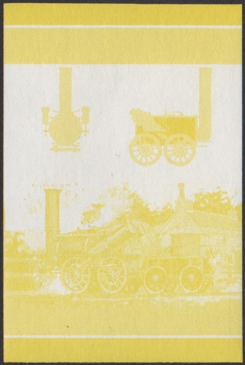 Funafuti 2nd Series 35c 1828 Lancashire Witch 0-4-0 Locomotive Stamp Yellow Stage Color Proof