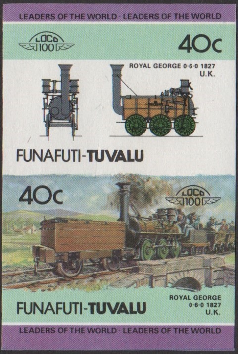 Funafuti 2nd Series 40c 1827 Royal George 0-6-0 locomotive Stamp Final Stage Color Proof