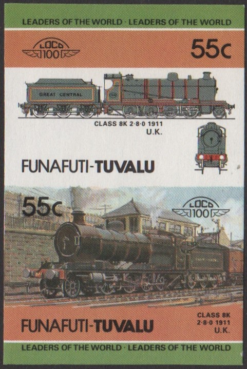 Funafuti 2nd Series 55c 1911 Class 8K 2-8-0 locomotive Stamp Final Stage Color Proof