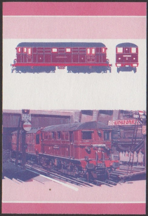 Funafuti 2nd Series 60c 1920 Sherlock Holmes Bo-Bo Locomotive Stamp Blue-Red Stage Color Proof