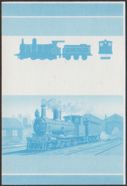 Funafuti 3rd Series 15c 1885 S.A.R. Class Y 2-6-0 Locomotive Stamp Blue Stage Color Proof