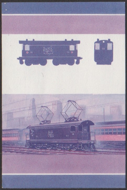 Funafuti 3rd Series 35c 1906 N.Y. N.H. & H.R.R. Class EP-1 Bo-Bo Locomotive Stamp Blue-Red Stage Color Proof