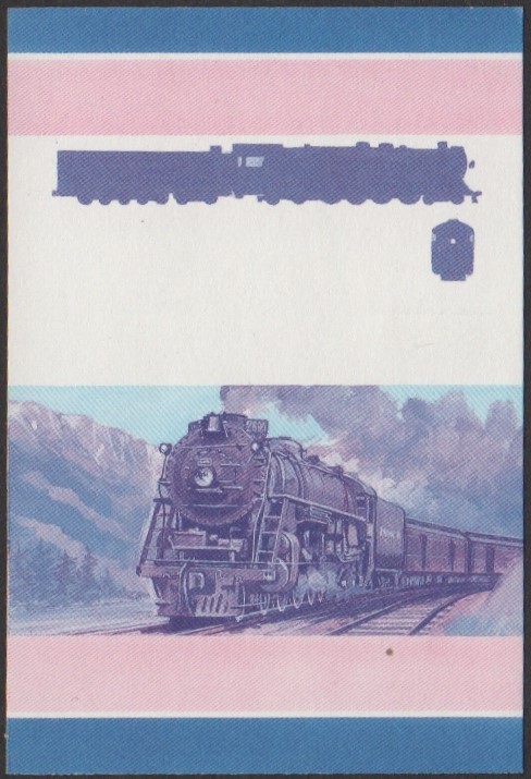 Funafuti 3rd Series 40c 1926 Northern Pacific Class A5 4-8-4 Locomotive Stamp Blue-Red Stage Color Proof
