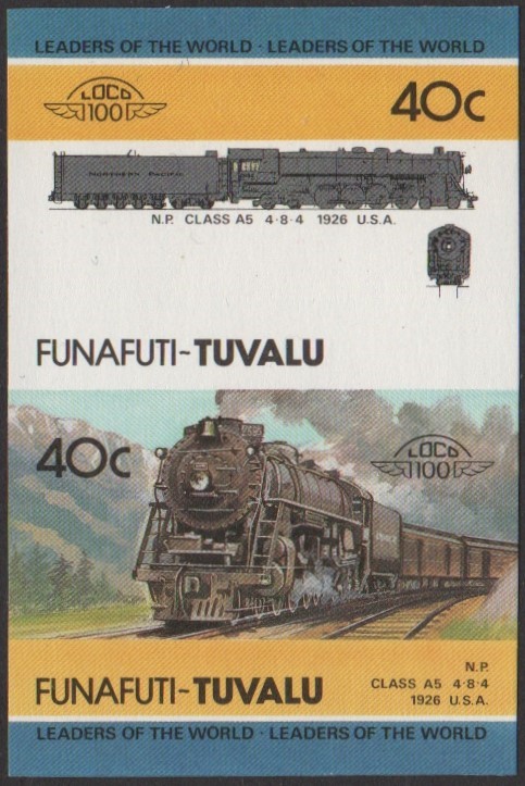 Funafuti 3rd Series 40c 1926 Northern Pacific Class A5 4-8-4 Locomotive Stamp Final Stage Color Proof