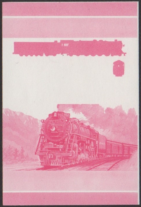 Funafuti 3rd Series 40c 1926 Northern Pacific Class A5 4-8-4 Locomotive Stamp Red Stage Color Proof