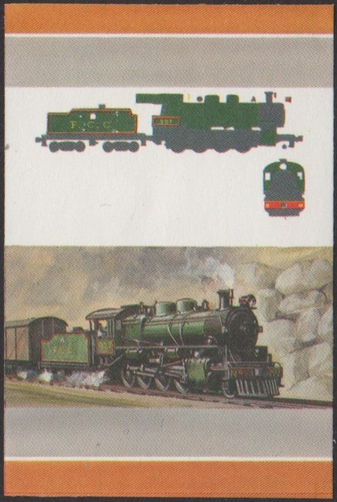Funafuti 3rd Series 5c 1935 F.C.C. Andes Class 2-8-0 Locomotive Stamp All Colors Stage Color Proof