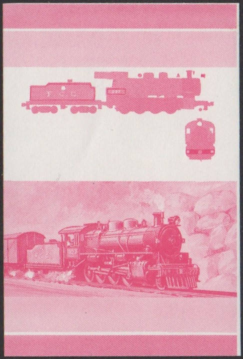 Funafuti 3rd Series 5c 1935 F.C.C. Andes Class 2-8-0 Locomotive Stamp Red Stage Color Proof