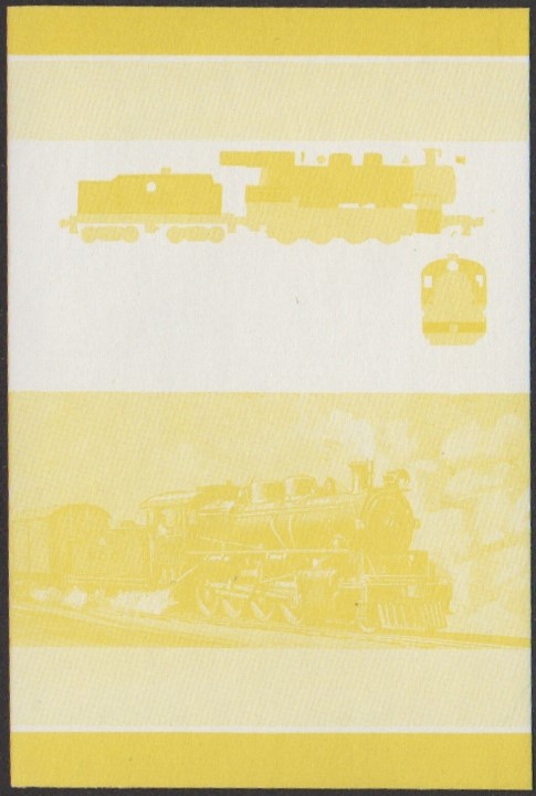 Funafuti 3rd Series 5c 1935 F.C.C. Andes Class 2-8-0 Locomotive Stamp Yellow Stage Color Proof