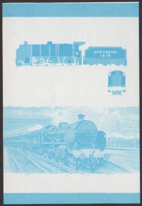 Funafuti 4th Series 20c 1928 Class U No. 1618 2-6-0 Locomotive Stamp Blue Stage Color Proof