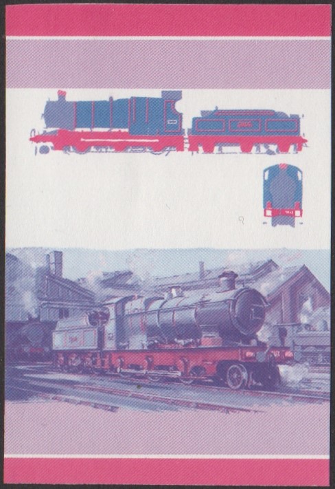 Funafuti 4th Series 40c 1900 Aberdare Class 2600 2-6-0 Locomotive Stamp Blue-Red Stage Color Proof
