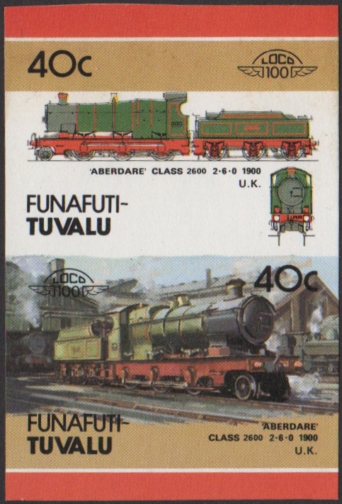 Funafuti 4th Series 40c 1900 Aberdare Class 2600 2-6-0 Locomotive Stamp Final Stage Color Proof