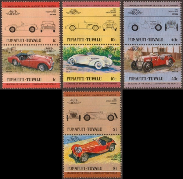 1984 Funafuti Leaders of the World, Automobiles (1st series) Stamps
