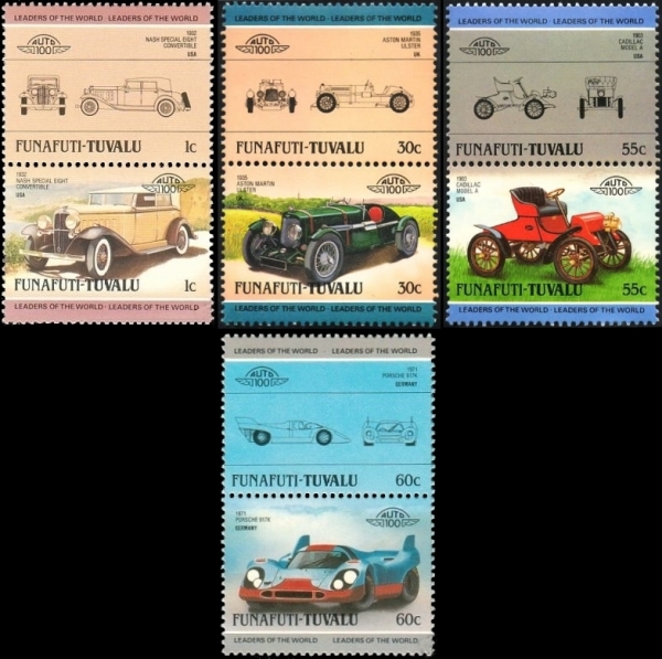 1985 Funafuti Leaders of the World, Automobiles (2nd series) Stamps