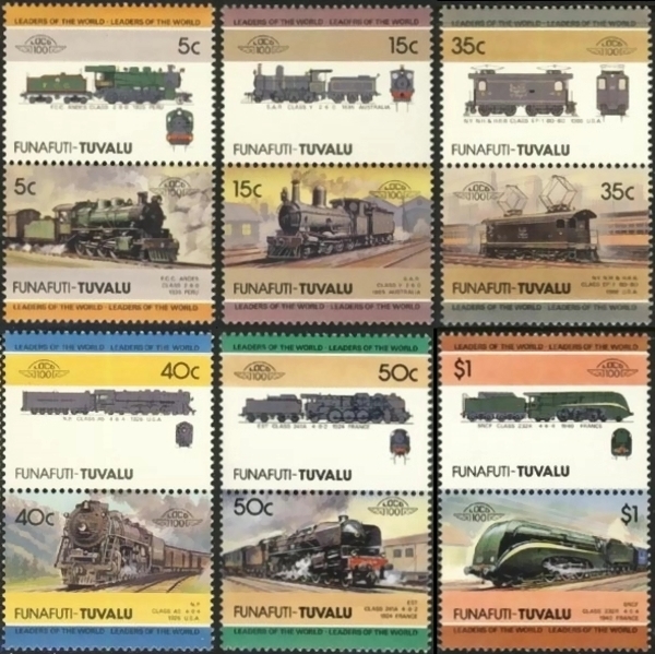 1985 Funafuti Leaders of the World, Locomotives (3rd series) Stamps