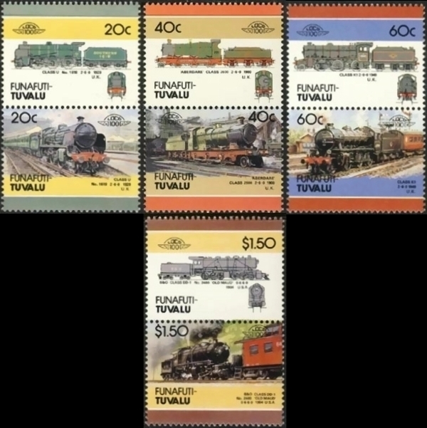 1986 Funafuti Leaders of the World, Locomotives (4th series) Stamps