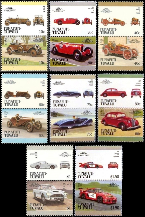 1987 Funafuti Leaders of the World, Automobiles (3rd series) Stamps