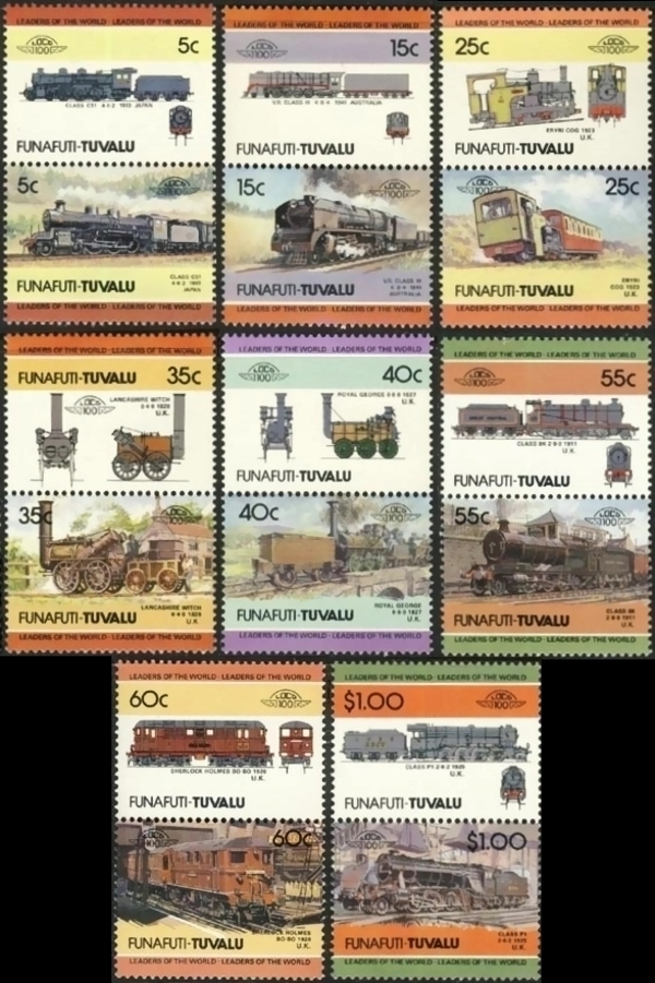 1984 Funafuti Leaders of the World, Locomotives (2nd series) Stamps
