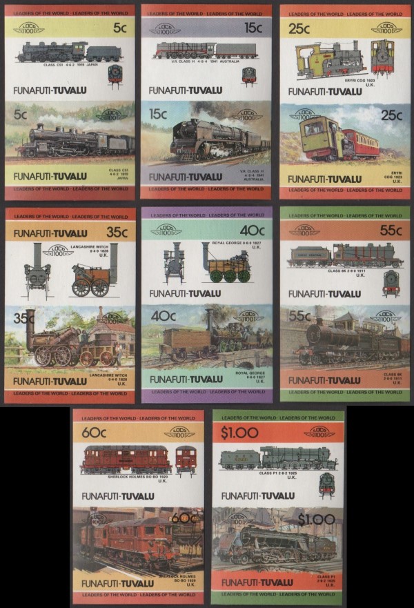1984 Funafuti Leaders of the World, Locomotives (2nd series) Imperforate Stamps