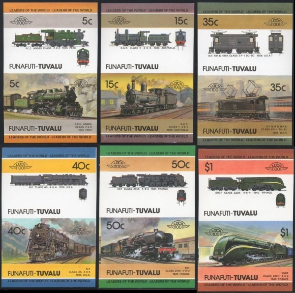 1985 Funafuti Leaders of the World, Locomotives (3rd series) Imperforate Stamps