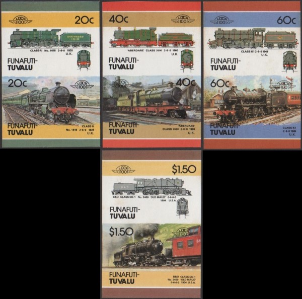 1986 Funafuti Leaders of the World, Locomotives (4th series) Imperforate Stamps