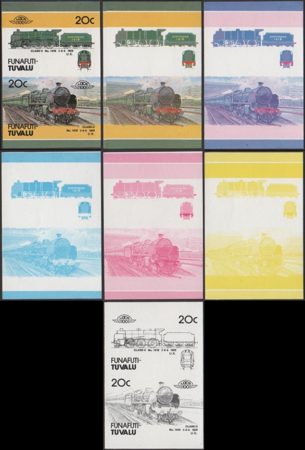 1986 Funafuti Leaders of the World, Locomotives (4th series) Progressive Color Proofs