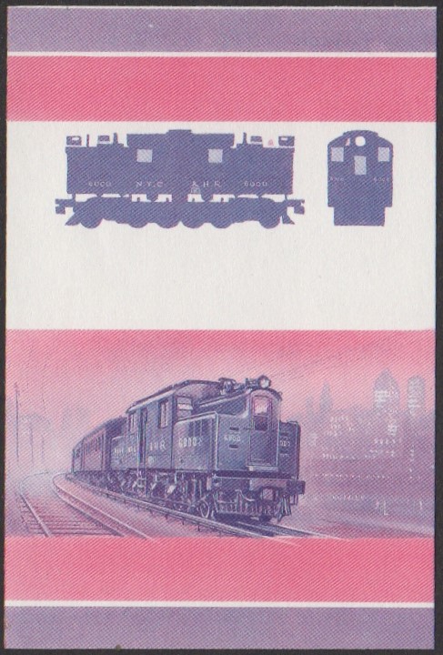 Nanumaga 1st Series 10c 1906 NYC & HR Class S 1-Do-1 Locomotive Stamp Blue-Red Stage Color Proof