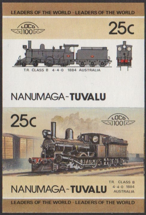 Nanumaga 1st Series 25c 1884 T.R. Class B 4-4-0 Locomotive Stamp Final Stage Color Proof