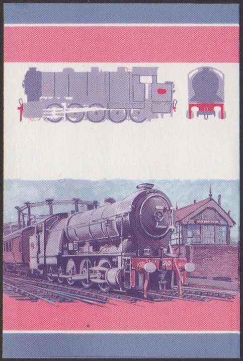 Nanumaga 1st Series 50c 1902 Decapod 0-10-0 Locomotive Stamp Blue-Red Stage Color Proof