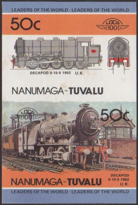 Nanumaga 1st Series 50c 1902 Decapod 0-10-0 Locomotive Stamp Final Stage Color Proof