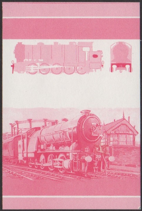 Nanumaga 1st Series 50c 1902 Decapod 0-10-0 Locomotive Stamp Red Stage Color Proof