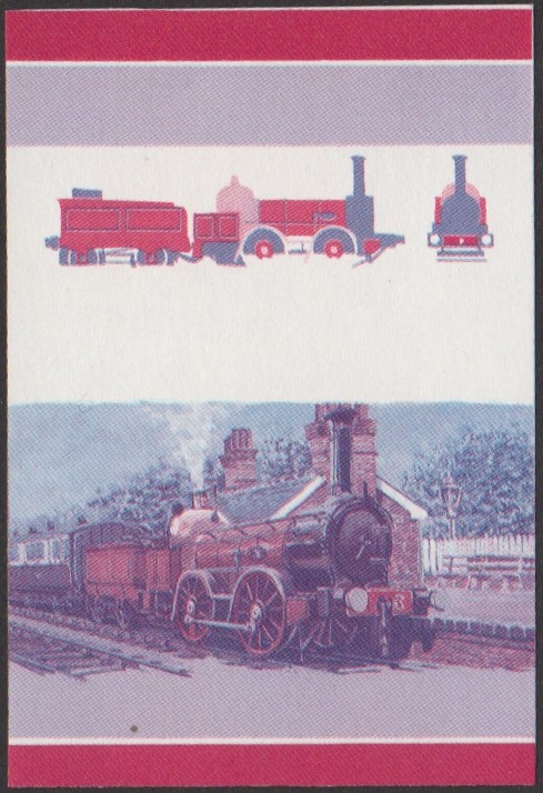 Nanumaga 1st Series 60c 1846 Coppernob 0-4-0 Locomotive Stamp Blue-Red Stage Color Proof