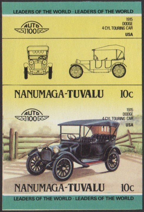 Nanumaga 2nd Series 10c 1915 Dodge 4 Cylinder Touring Car Automobile Stamp Final Stage Color Proof