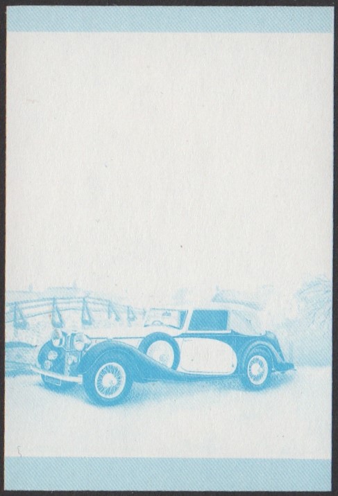 Nanumaga 2nd Series 50c 1938 Alvis Speed 25 Automobile Stamp Blue Stage Color Proof