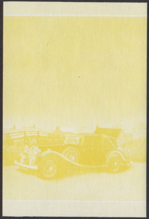 Nanumaga 2nd Series 50c 1938 Alvis Speed 25 Automobile Stamp Yellow Stage Color Proof