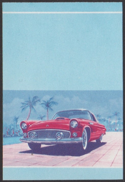 Nanumaga 2nd Series 5c 1955 Ford Thunderbird Automobile Stamp Blue-Red Stage Color Proof