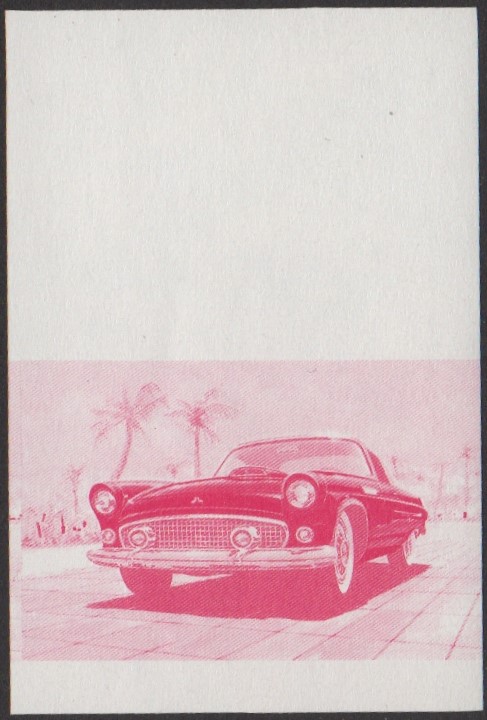 Nanumaga 2nd Series 5c 1955 Ford Thunderbird Automobile Stamp Red Stage Color Proof