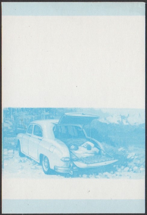Nanumaga 3rd Series 25c 1947 Kaiser Traveler Automobile Stamp Blue Stage Color Proof