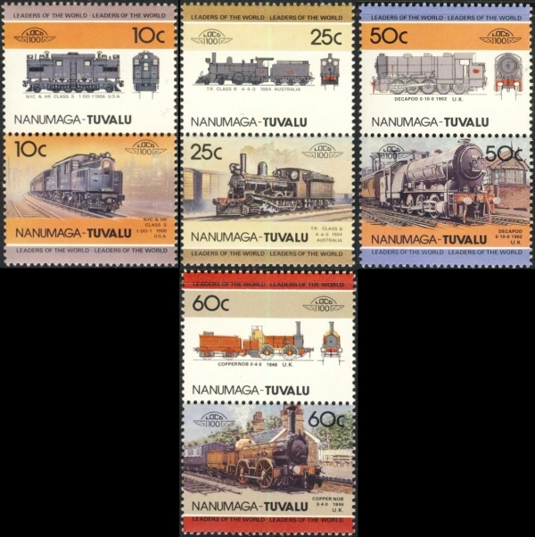 1985 Nanumaga Leaders of the World, Locomotives Stamps