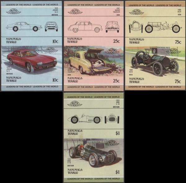 1985 Nanumaga Leaders of the World, Automobiles (3rd series) Imperforate Stamps