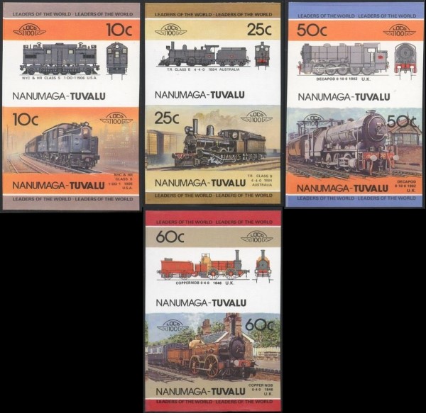 1985 Nanumaga Leaders of the World, Locomotives Imperforate Stamps