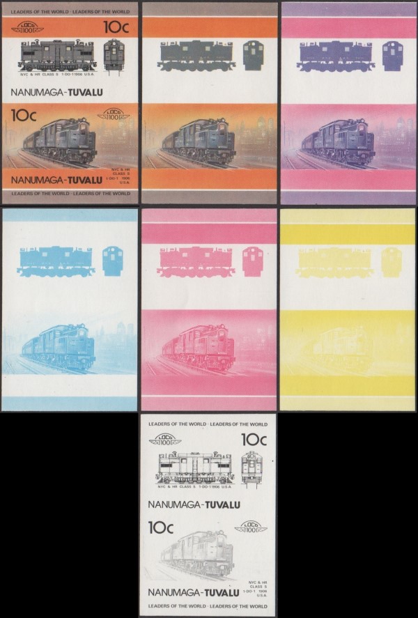 1985 Nanumaga Leaders of the World, Locomotives Progressive Color Proofs