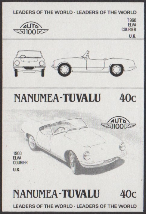 Nanumea 1st Series 40c 1960 Elva Courier Automobile Stamp Black Stage Color Proof