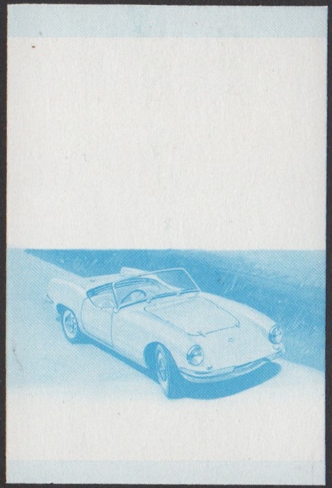 Nanumea 1st Series 40c 1960 Elva Courier Automobile Stamp Blue Stage Color Proof