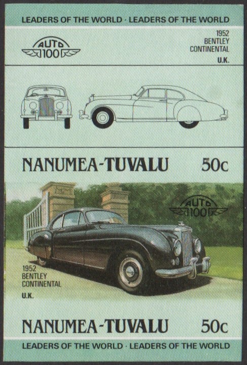 Nanumea 1st Series 50c 1952 Bentley Continental Automobile Stamp Final Stage Color Proof
