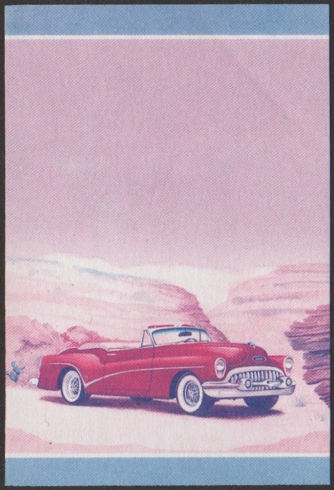Nanumea 2nd Series 20c 1953 Buick Skylark Automobile Stamp Blue-Red Stage Color Proof